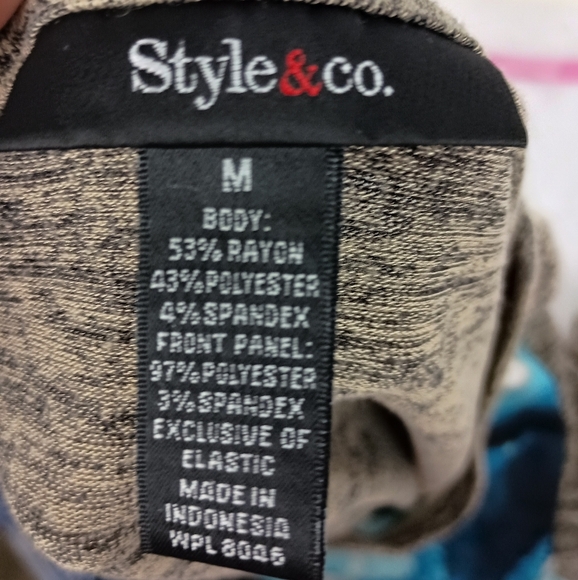 2/30$ Style & Co Beautiful Bold Print Blue Floral Long Sleeve Top(#1,277) - Picture 2 of 8